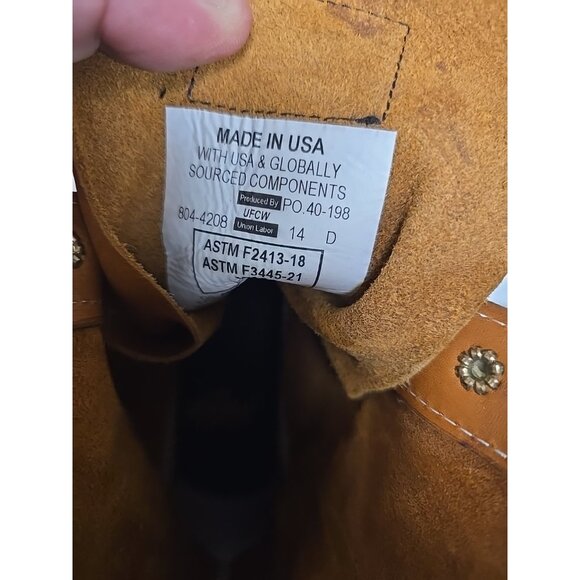 Thorogood Men's 8" Steel Toe Wedge Sole Work Boot U.S.A. 804-4208 Tobacco 14D - Picture 4 of 7